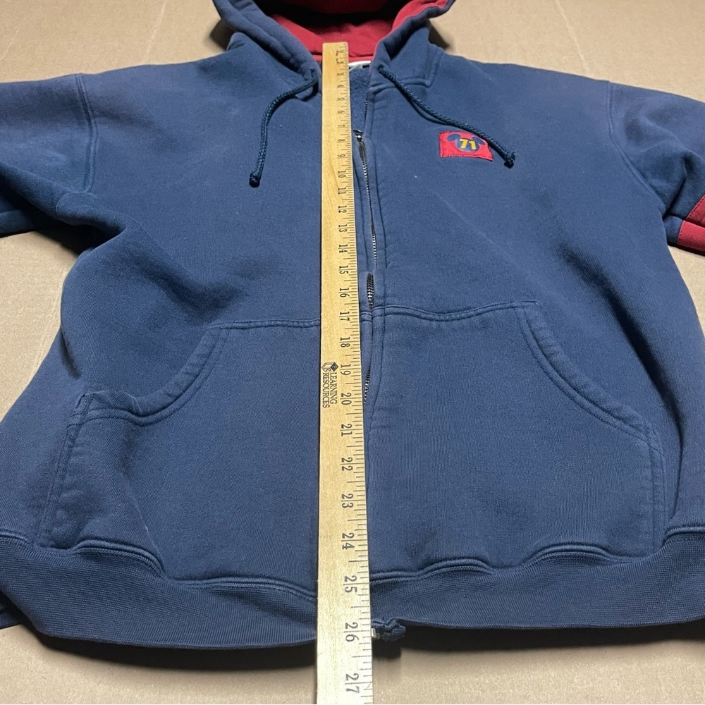 Vintage Walt Disney World Pullover Hooded Sweatshirt Mens Medium Full Zip Blue - Picture 7 of 8